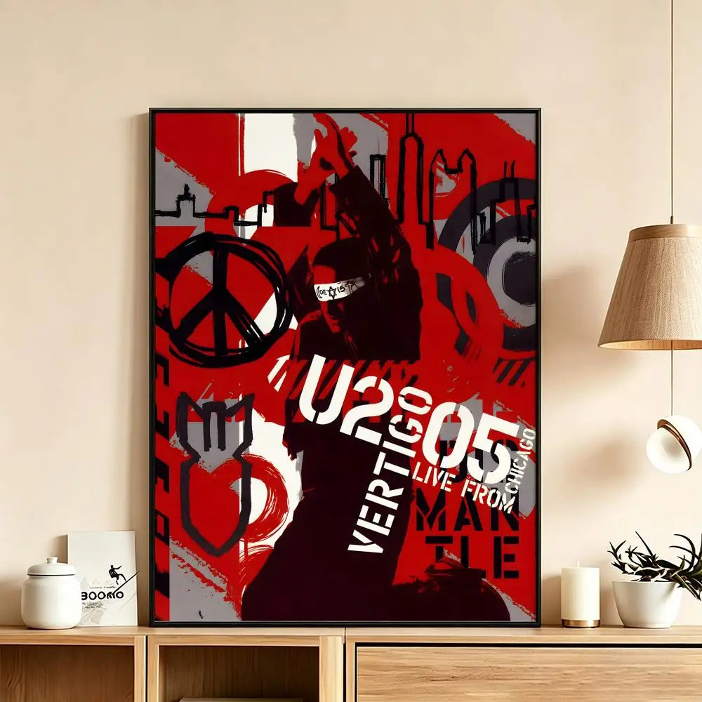 U2 Rock Band HD Wall Poster – Waterproof Self-Adhesive Decor Wall Art Poster Axl White7 21X30cmNoframe