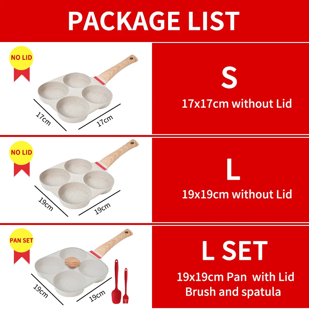 PGY 4-Cup Nonstick Egg Frying Pan with Lid | Omelet Pan Nonstick Egg Pan Axl