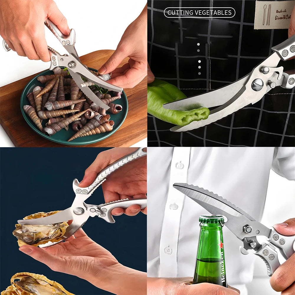 Stainless Steel Kitchen Scissors – BBQ Meat & Bone Cutter Set Kitchen Scissors Set Axl