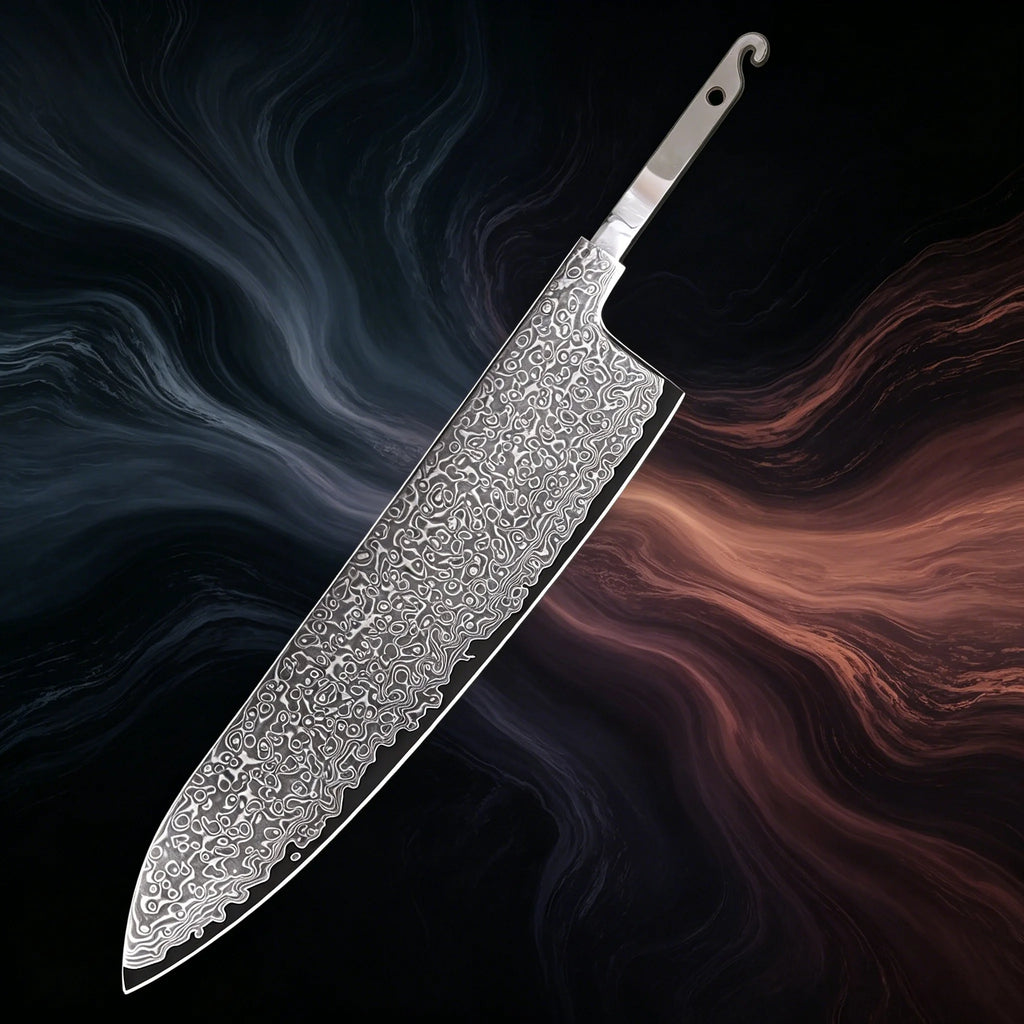 Hand Forged Damascus Steel Cleaver Blade – DIY No Handle Damascus Knife Blade Axl