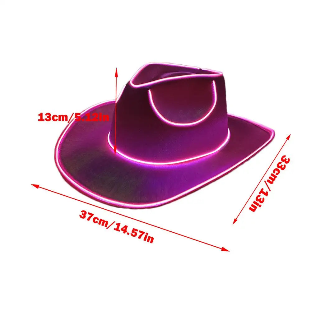 LED Light Up Cowboy Hat – Disco Party Hat for Men & Women LED Party Hat Axl Pink