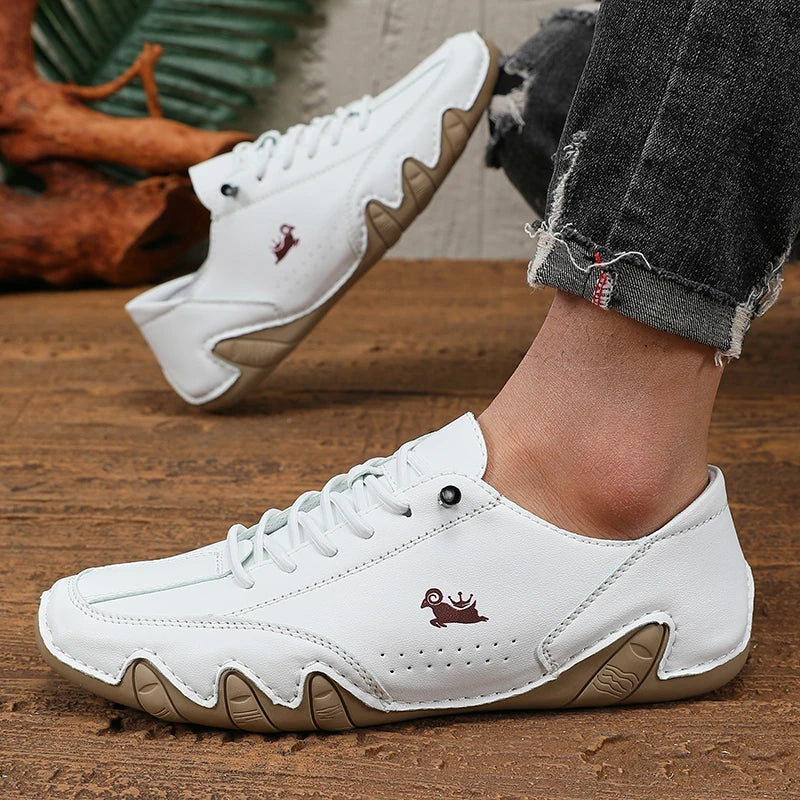 ZULIWAGN Men's Waterproof Anti-Slip Casual Loafers | Lace-Up Men's Casual Loafers Axl WHITE 48