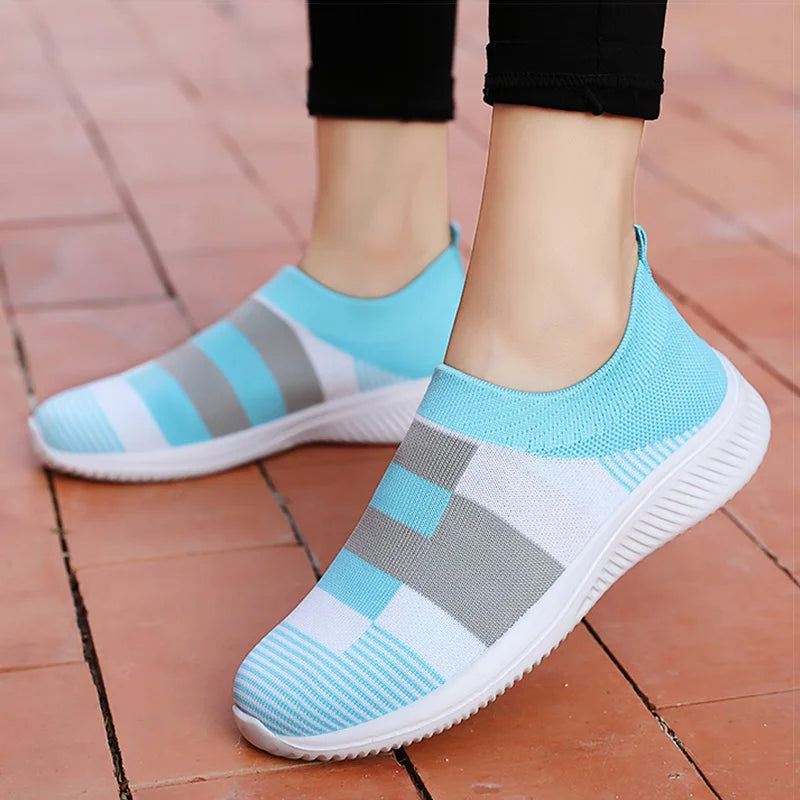 HAJINK Women's Knitted Vulcanized Flat Sneakers – Mix Color Women's Sneakers Axl