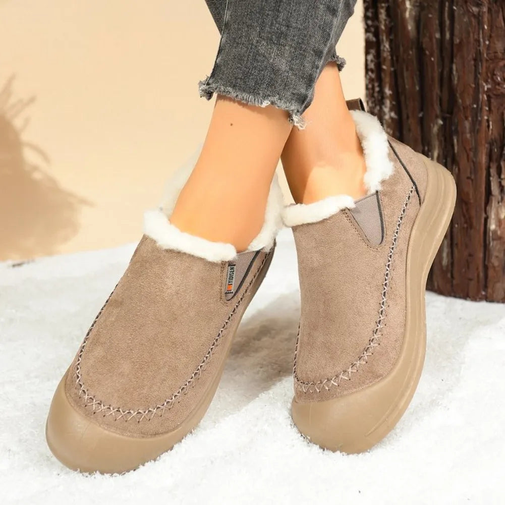 Women's Slip-On Plush Snow Boots – Warm Winter Ankle Boots Women's Snow Boots Axl 37 khaki