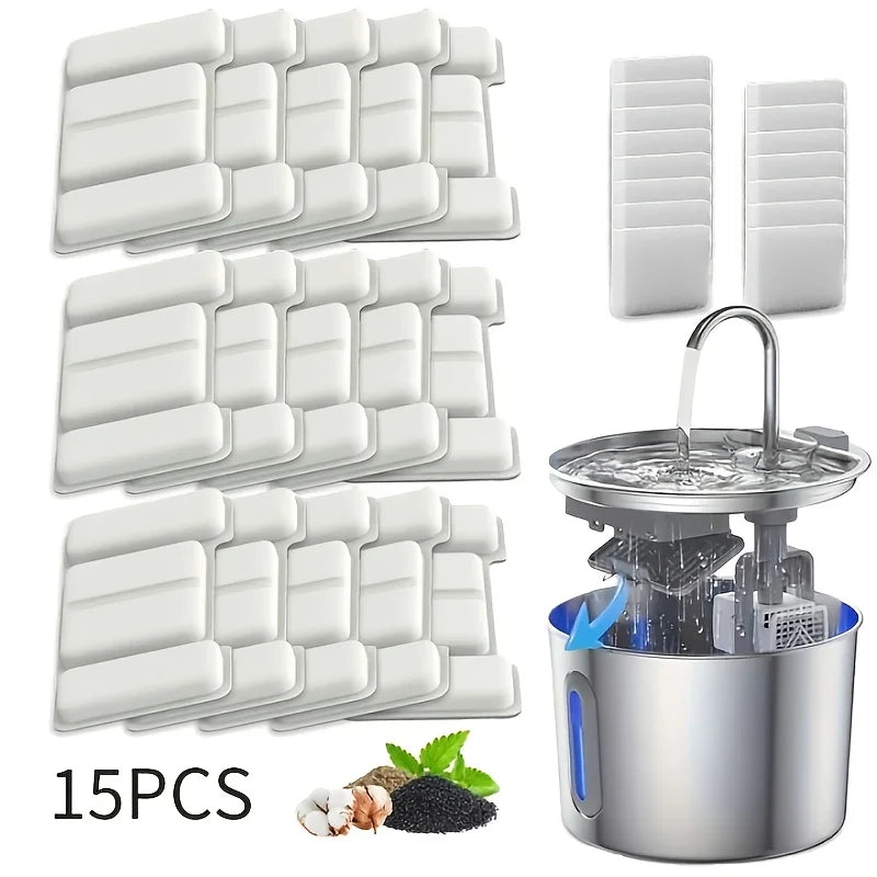 KEMORELA Cat Water Fountain Filter Replacement – 15 or 30 Pack Pet Fountain Filter Axl 15pcs No plug