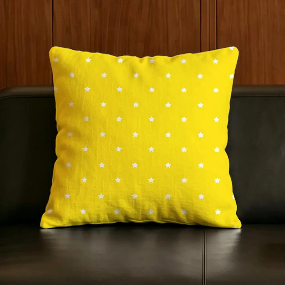 Natural Linen Cushion Covers – Star & Polka Print | 6 Sizes Linen Cushion Cover Axl White4 60X60cm