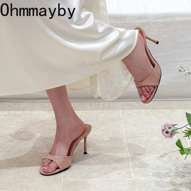Women's Open Toe High Heel Mule Slides – Thin Stiletto Pumps High Heel Mules Axl