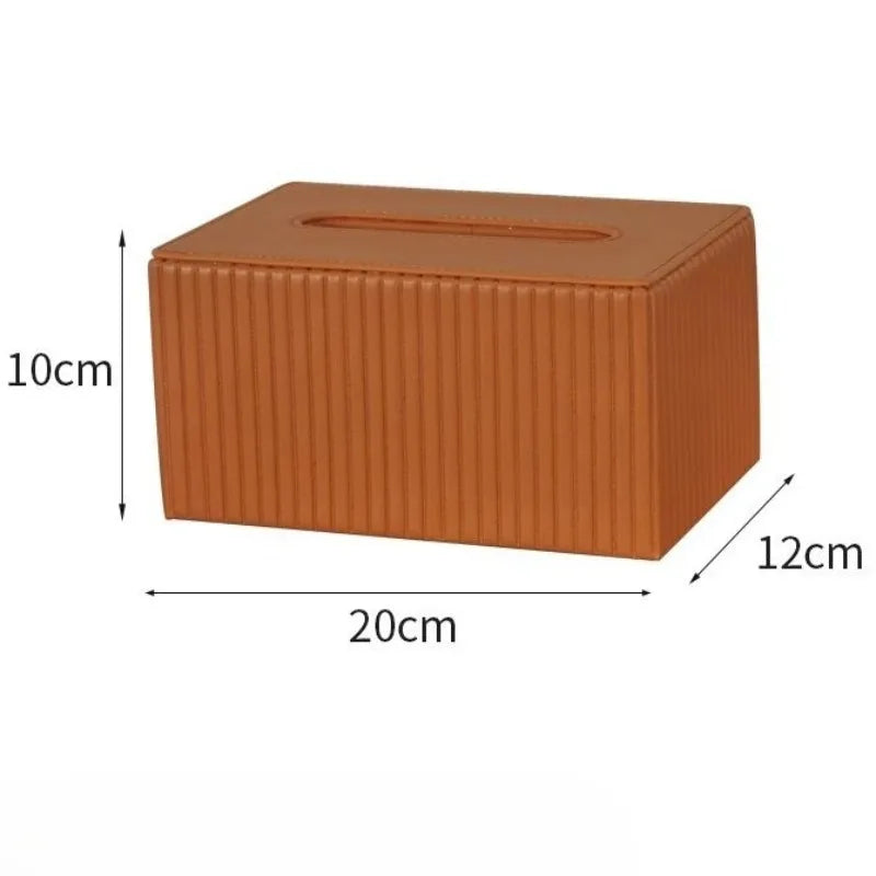 Luxury Leather Tissue Box Cover | Modern Decorative Napkin Case Tissue Box Cover Axl Orange-Small