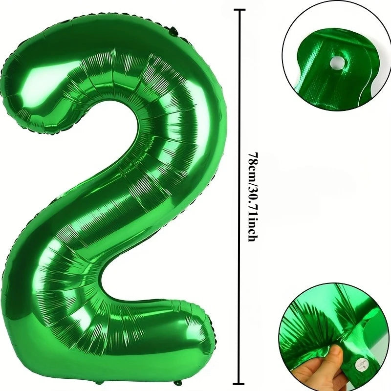 32-Inch Green Number Foil Balloon – Mylar Digit Party Decor Party Foil Balloon Axl