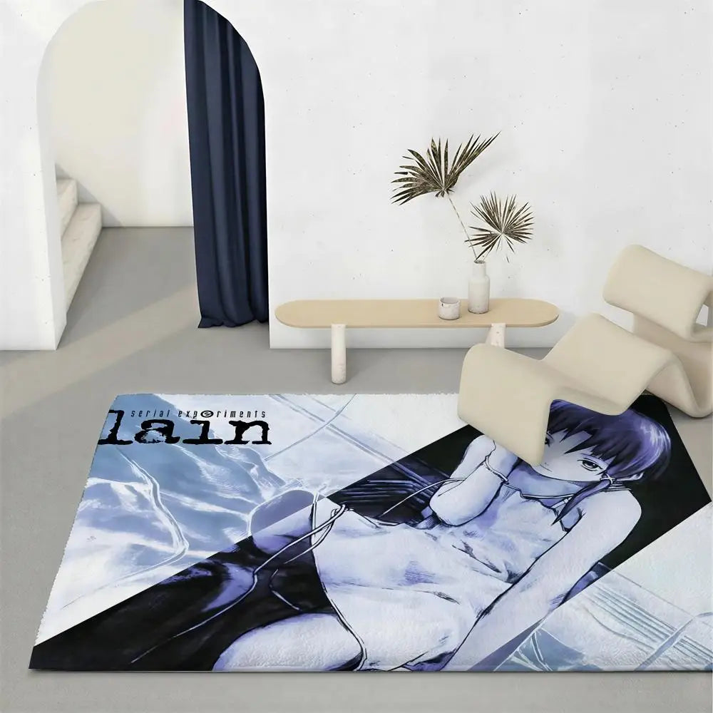 Serial Experiments Lain Anime Flannel Floor Mat – Non-Slip Rug Anime Floor Mat Axl White4 120x160cm