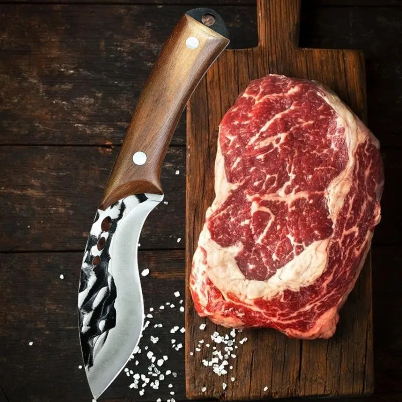 Forged Meat Cleaver & Boning Knife – Full Tang Sandalwood Kitchen Knife Axl