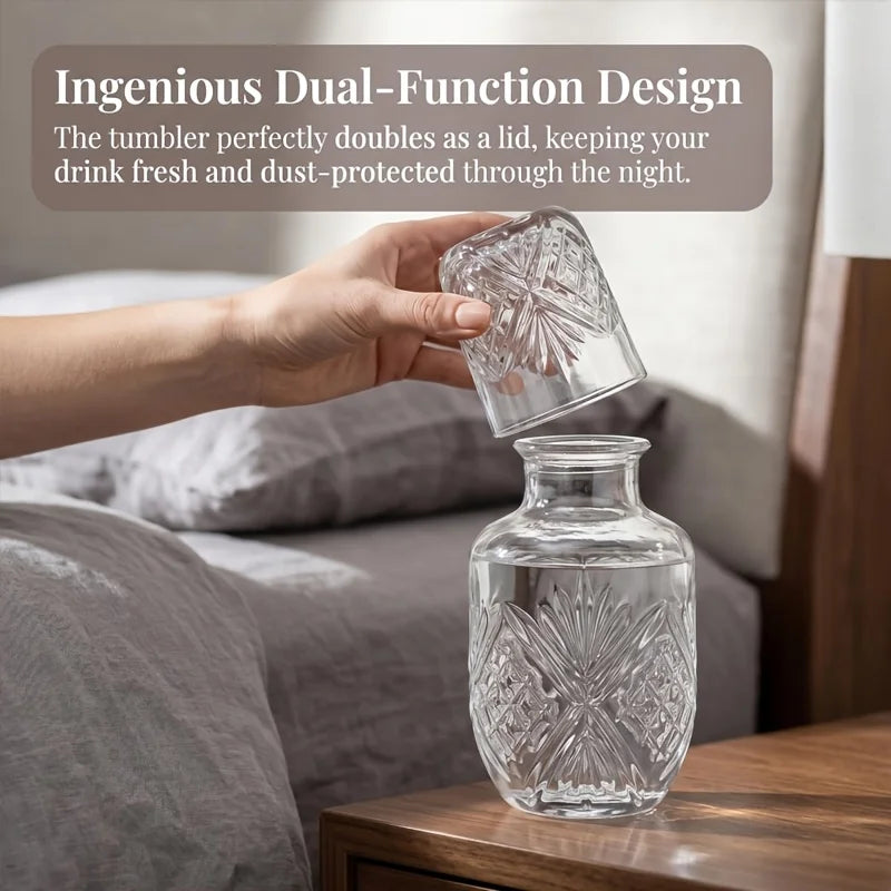 KEMORELA 450ml Glass Water Pitcher & Tumbler Bedside Set Glass Pitcher Set Axl