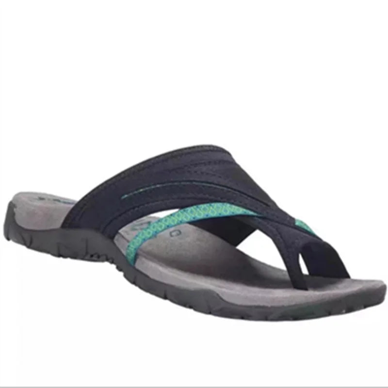 Women's Color Block Closed Toe Flat Slippers & Beach Sandals Flat Slippers Axl Blue 42