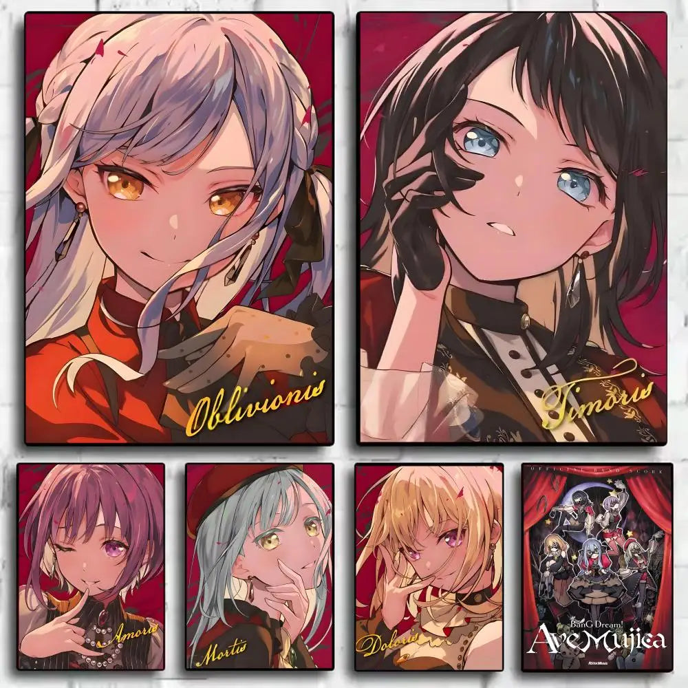 BanG Dream Ave Mujica Anime Poster Self-Adhesive Wall Sticker Anime Wall Sticker Axl