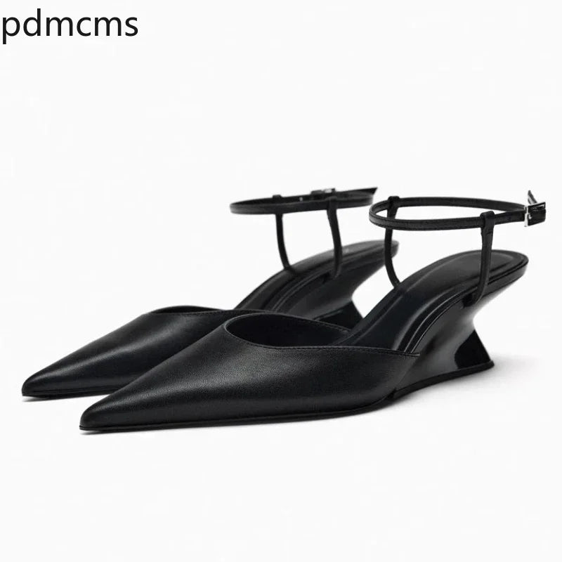 Women's Pointed Toe Wedge Sandals – Buckle Ankle Strap Wedge Sandals Axl