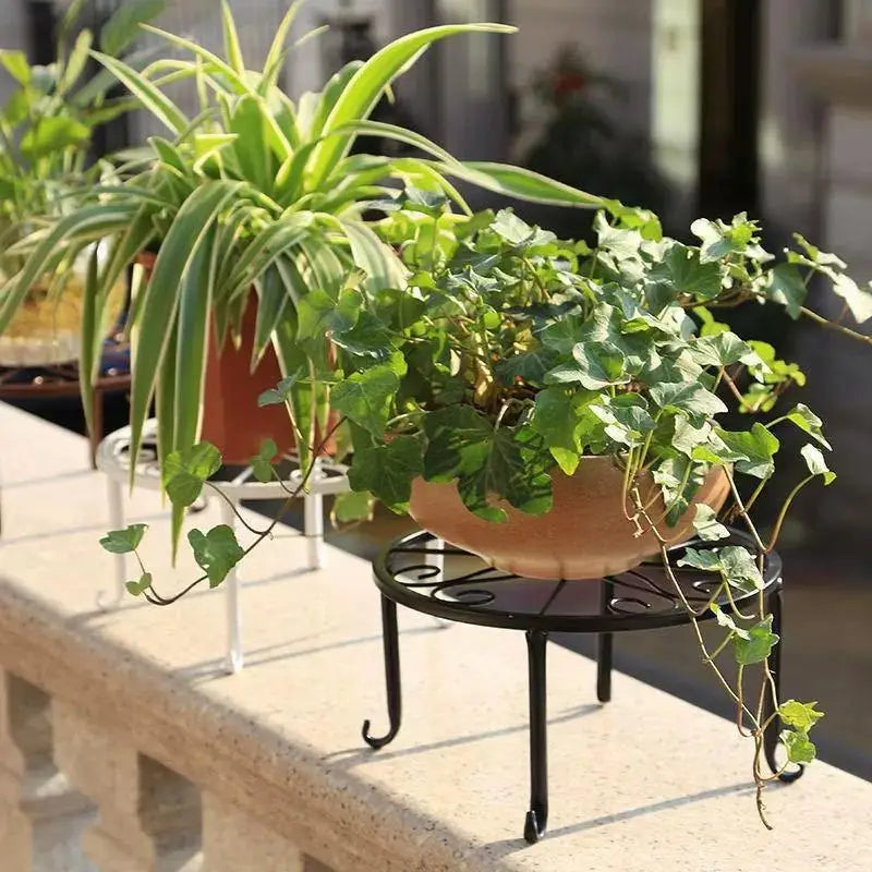 Wrought Iron Flower Pot Stand – Balcony & Garden Display Shelf Plant Pot Stand Axl