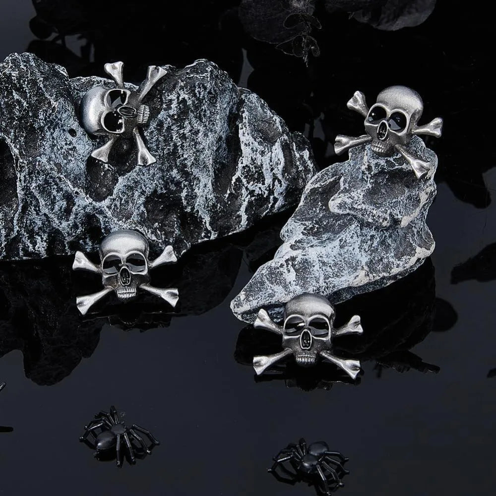 4-Pack Gothic Punk Crossbones Alloy Brooch Pin Set | Unisex Gothic Brooch Set Axl