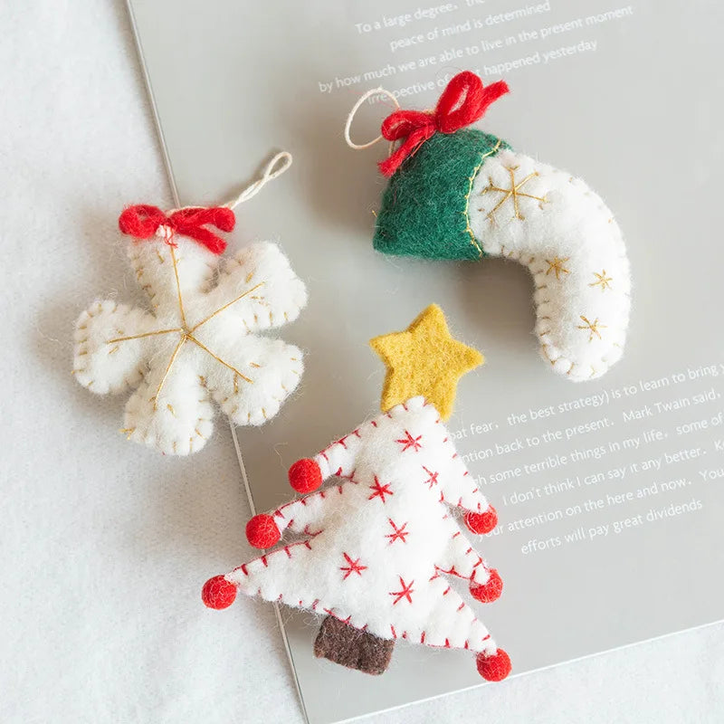 Wool Felt Christmas Ornaments – Snowmen, Tree & Wreath Décor Christmas Ornaments Axl