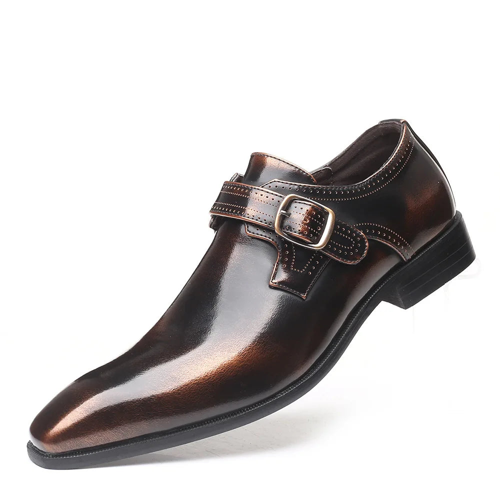 YBQJOO Men's Slip-On Dress Loafers | British Style Plus Size Men's Dress Loafers Axl Brown 40