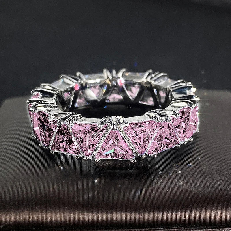 Huitan Triangular CZ Crystal Ring for Women | Wedding & Party Fashion CZ Ring Axl H479 7