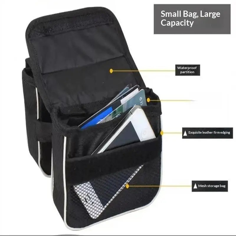 Waterproof Bike Top Tube Bag – Touchscreen Phone Holder Bicycle Frame Bag Axl