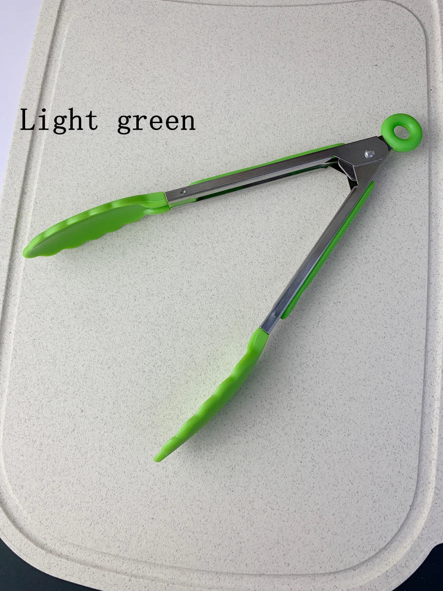 Stainless Steel Silicone Cooking Tongs – Anti-Slip BBQ Clip Kitchen Cooking Tongs Axl 1Pcs Light Green-885