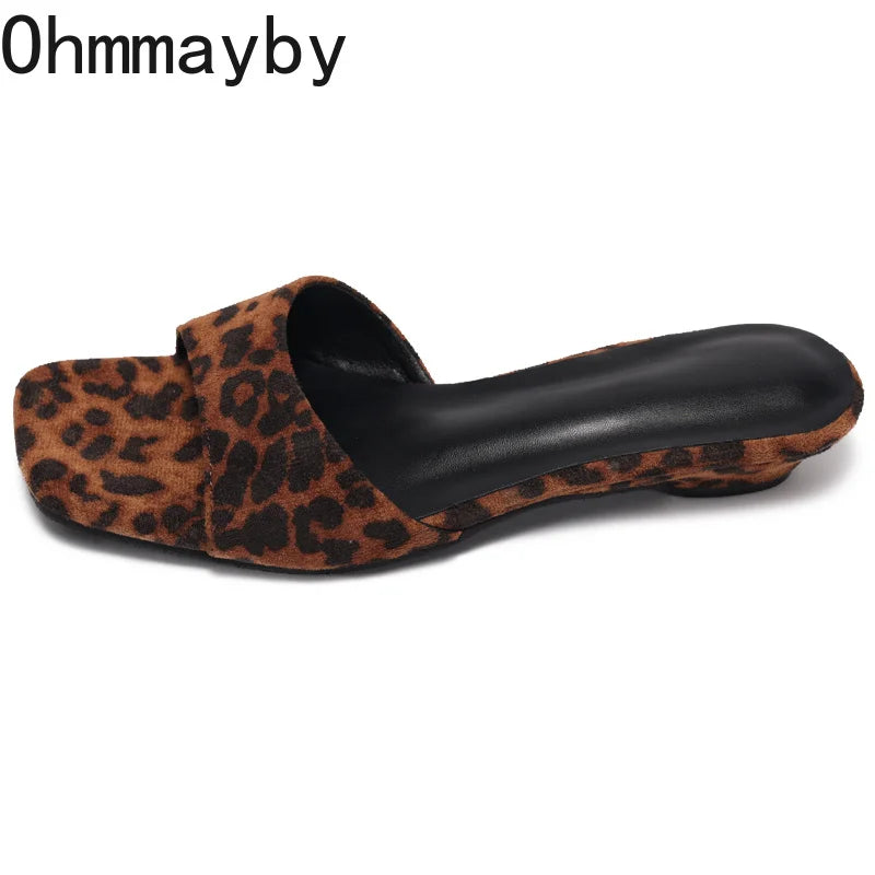 Women's Retro Square Toe Low Heel Slides | Summer Slippers Women's Slides Axl