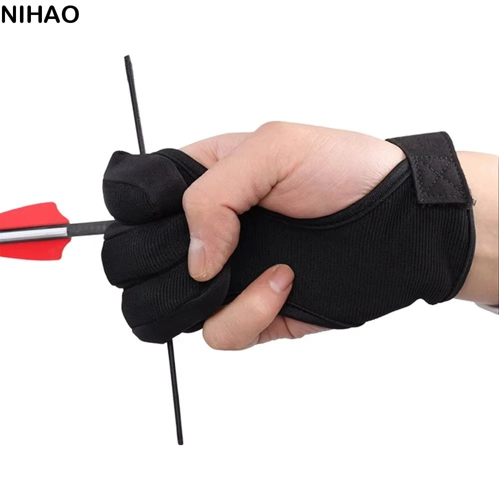 Three-Finger Archery Glove – Leather Recurve Bow Shooting Glove Archery Shooting Glove Axl