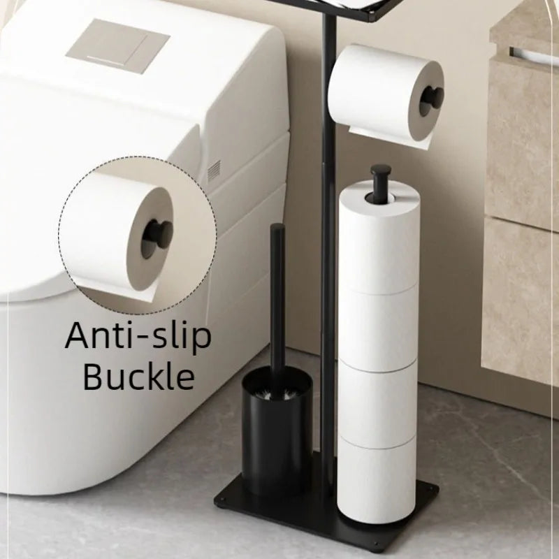 Stainless Steel Floor Bathroom Organizer & Toilet Paper Holder Bathroom Storage Rack Axl
