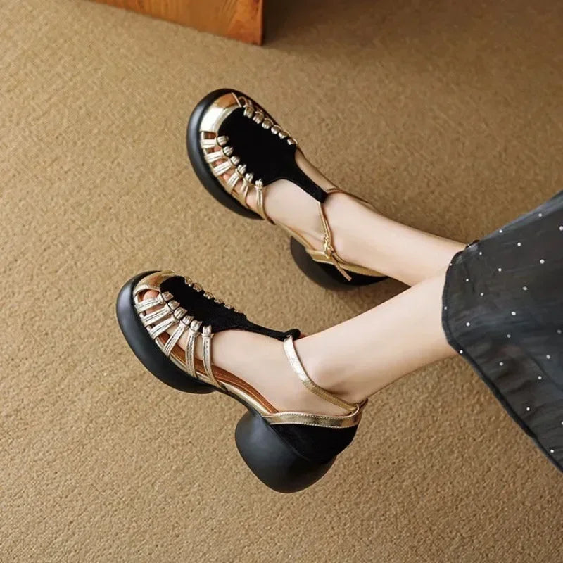 Women's Buckle Square Heel Sandals – Fashion Roman Summer Shoes Women's Sandals Axl
