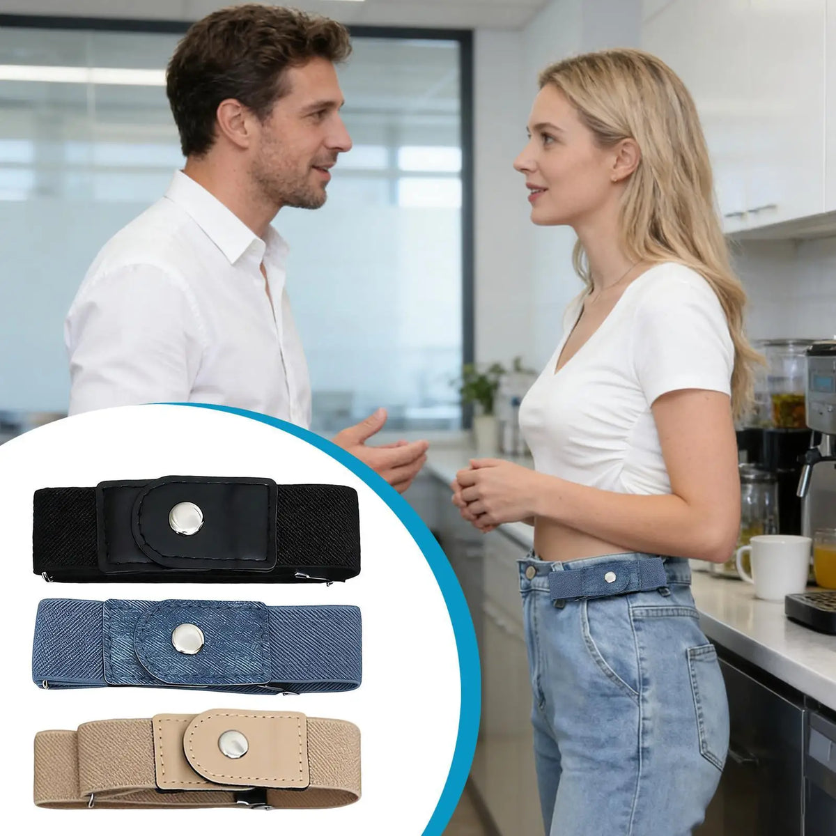 No-Buckle Elastic Belt 2-Pack – Invisible Fit for Women & Men Elastic Waist Belt Axl