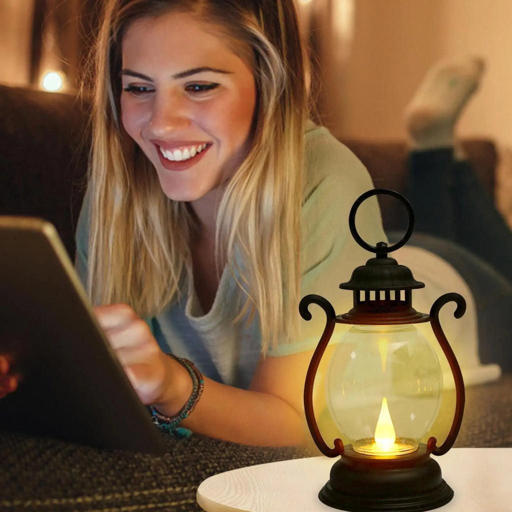 Retro Battery Powered LED Desk Lamp – Portable Vintage Lantern Retro LED Lantern Axl