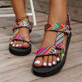Women's Flat Hemp Rope Beach Sandals | Casual Ankle-Wrap Women's Flat Sandals Axl 43 Pink
