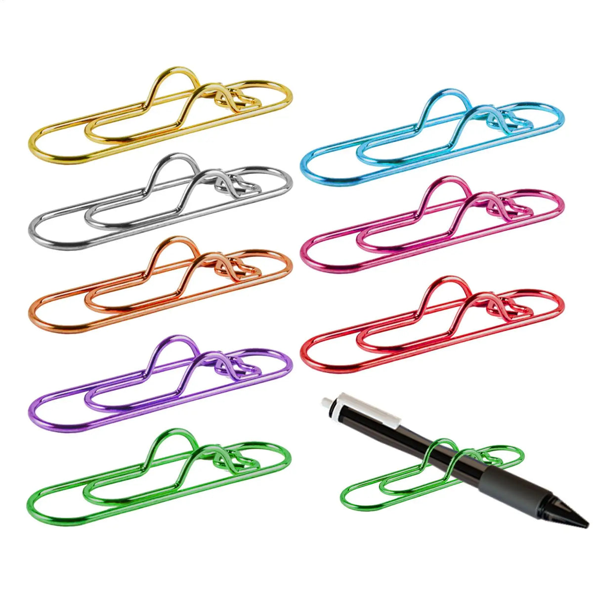 8-Pack Heart Shaped Metal Paperclips – Pen & Paper Holder Clips Metal Paperclips Set Axl