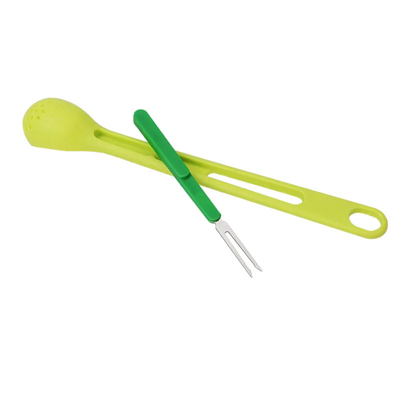 2-in-1 Long Handle Slotted Spoon & Fruit Fork Kitchen Tool Kitchen Utensil Set Axl