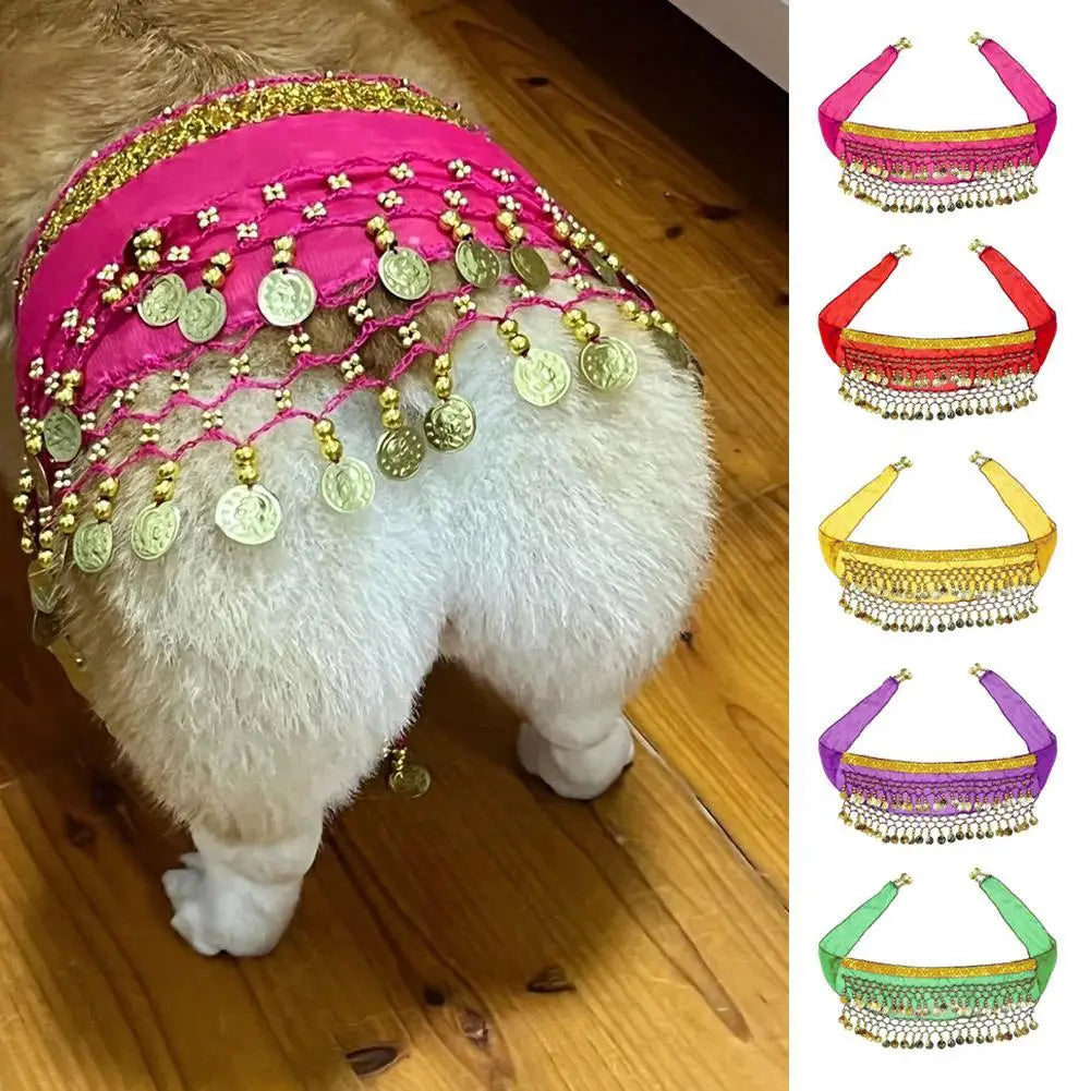 Dog Belly Dance Hip Scarf – Sequin Costume for Corgis & Pets Pet Costume Accessory Axl