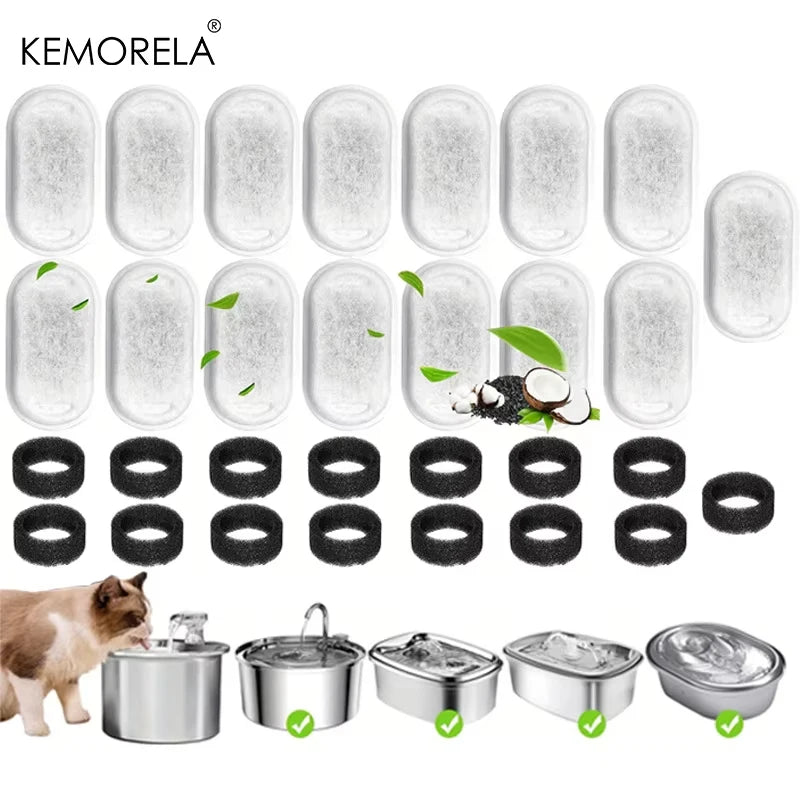 Cat Water Fountain Activated Carbon Filters 12/15 PCS | KEMORELA Pet Fountain Filter Axl 15PCS