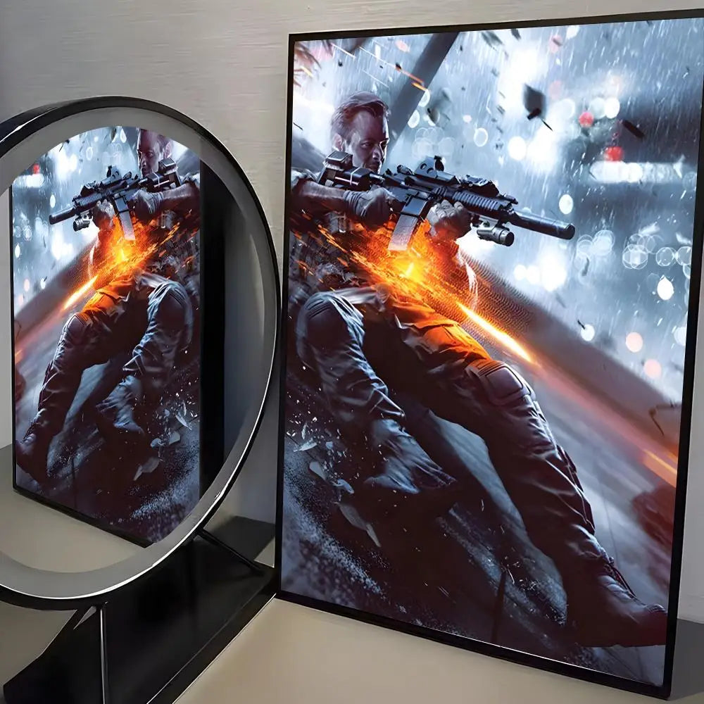 Battlefield Game Poster – Self-Adhesive Wall Art Sticker Wall Art Poster Axl Black4 50X70cmNoframe
