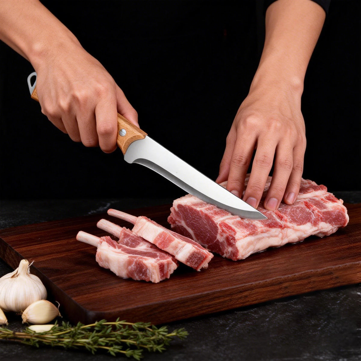Stainless Steel Carving Knife – Wooden Handle & Blade Guard Kitchen Carving Knife Axl