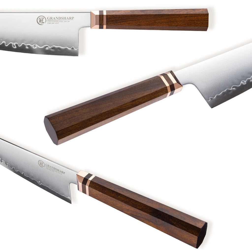 Grandsharp 8.5" Chef Knife ZDP-189 Steel & Mkuruti Wood Handle Chef's Knife Axl