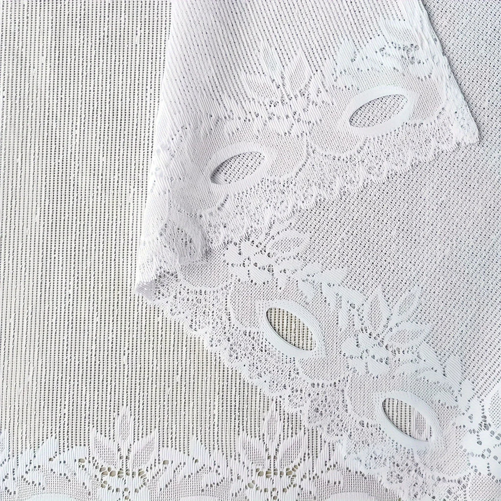 White Lace Chiffon Curtains – Floral Ruffle Pole Pocket Panel Lace Window Curtain Axl