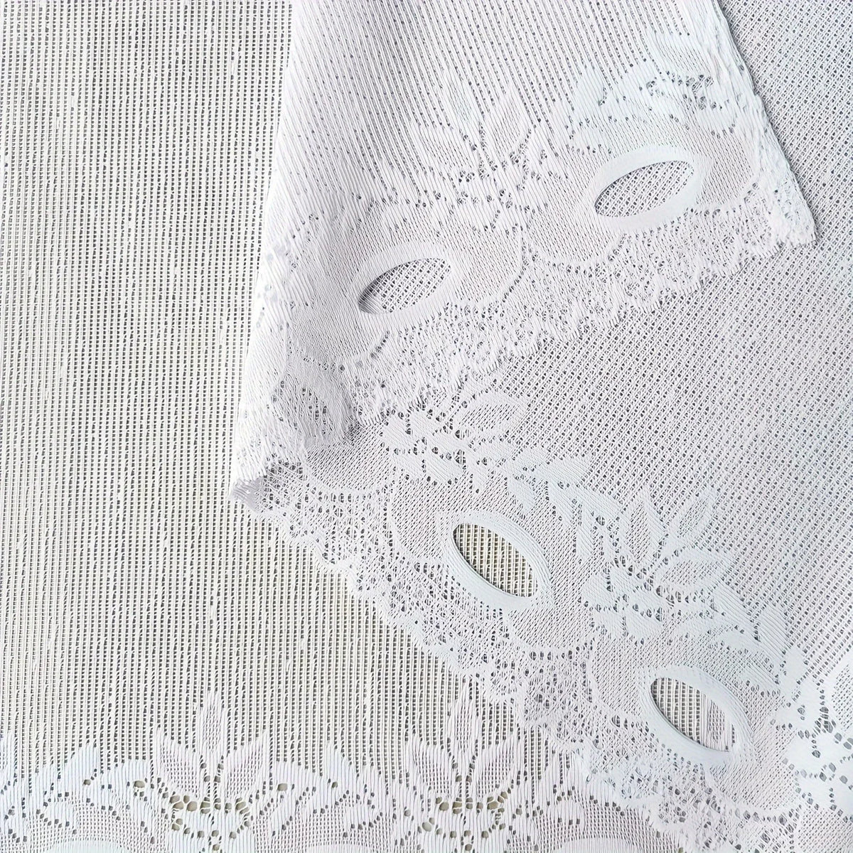 White Lace Chiffon Curtains – Floral Ruffle Pole Pocket Panel Lace Window Curtain Axl