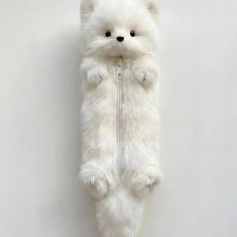 Cartoon Plush Pencil Case – Cute Animal Stationery Pouch Plush Pencil Case Axl White