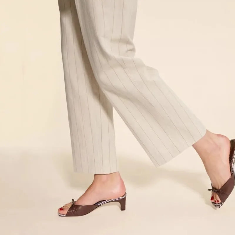 Women's French Square Toe Heeled Open-Toe Summer Sandals Heeled Sandals Axl