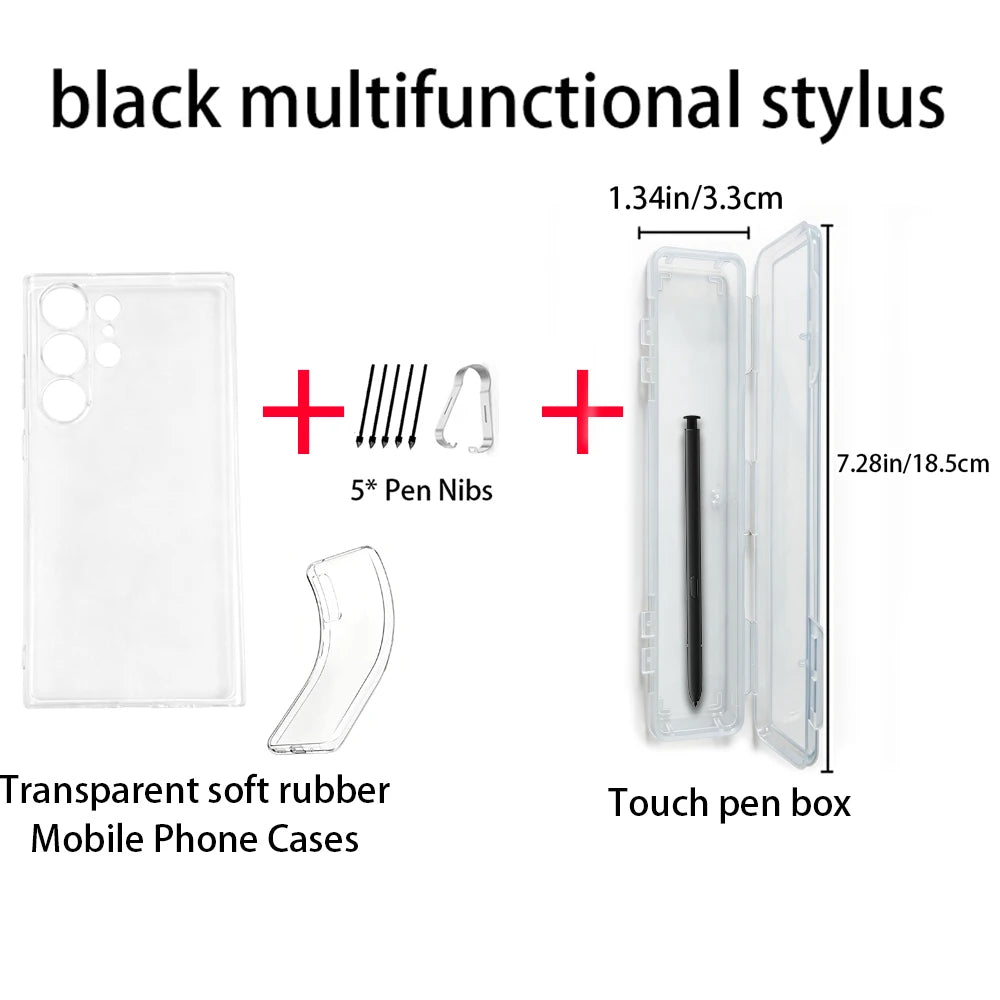 Samsung Galaxy S23 Ultra Stylus Pen + Nibs + Clear TPU Case Kit Phone Stylus Bundle Axl Black