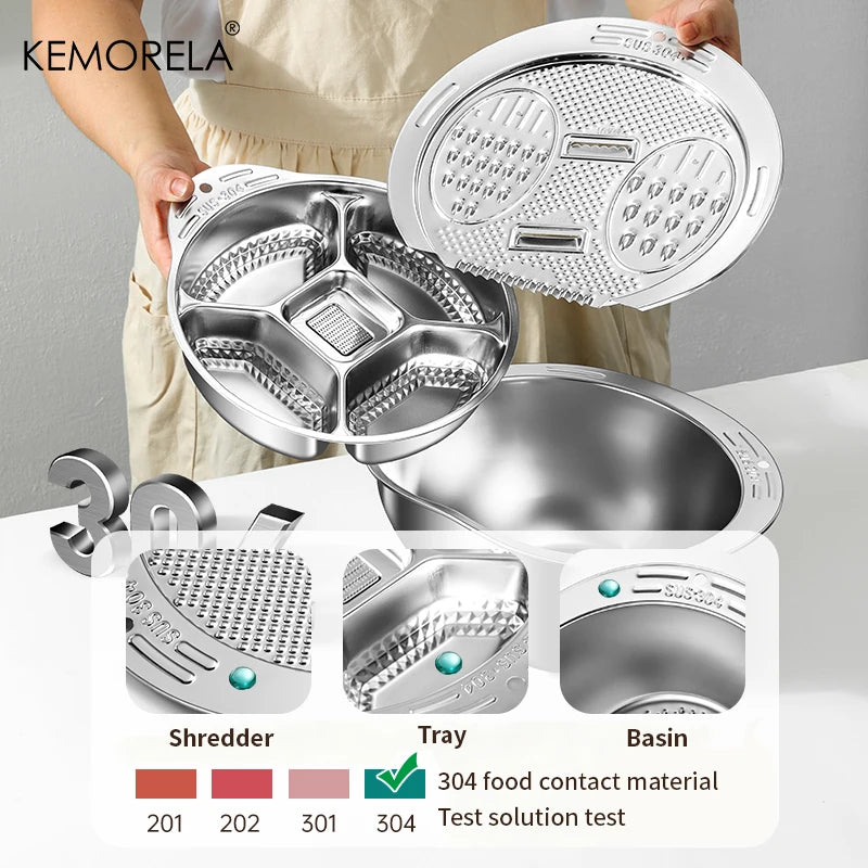 KEMORELA 3-in-1 Stainless Steel Rice Washer Bowl & Colander Kitchen Colander Axl