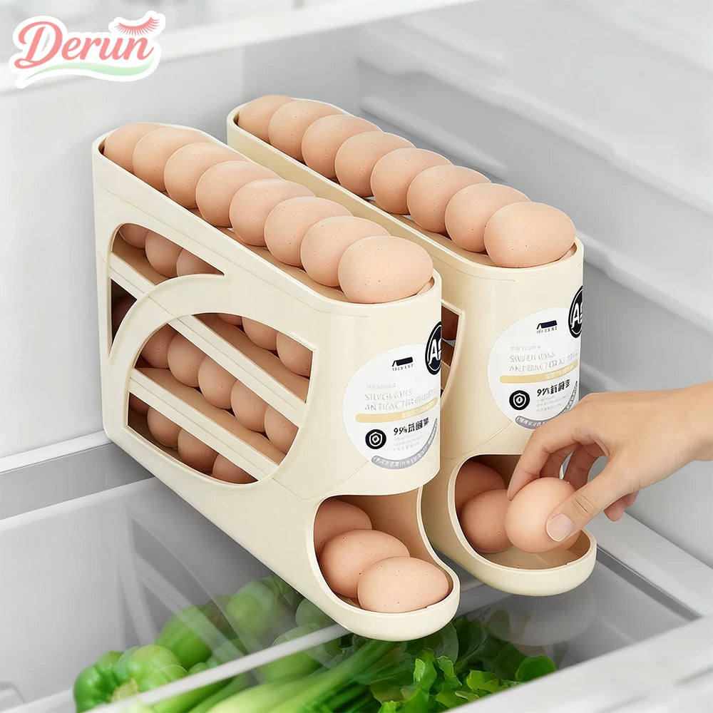 Rolling Egg Dispenser Rack – 2–4 Tier Fridge Egg Organizer Egg Organizer Rack Axl