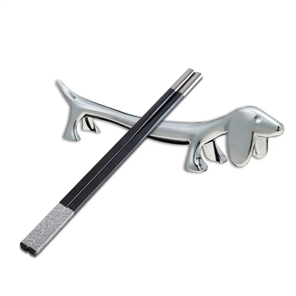 Dog-Shaped Stainless Steel Chopstick & Utensil Rest Utensil Rest Axl