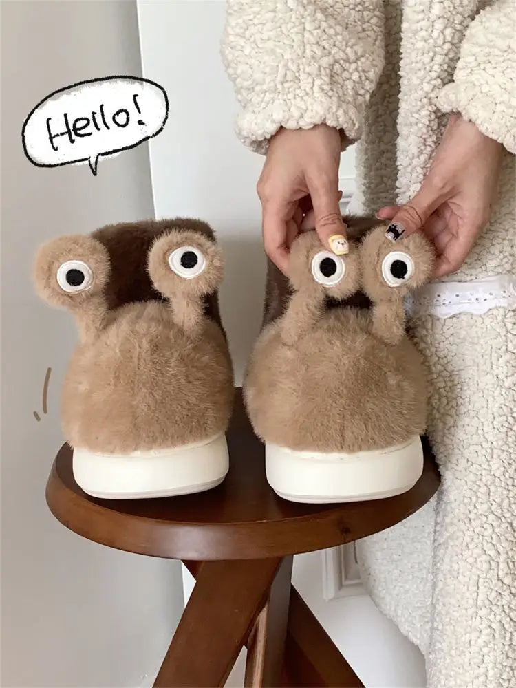 Lorilury Snail Plush Slippers – Unisex Faux Fur Indoor Slides Plush Indoor Slippers Axl