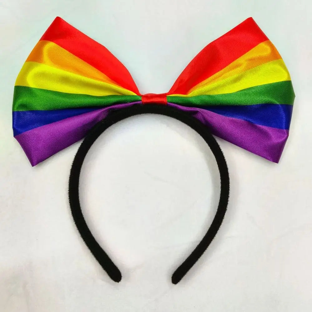 Rainbow Bow Headband – Colorful Fabric Hair Hoop for Parties Bow Hair Headband Axl